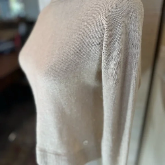 Massimo Dutti SZ 7-8 tall beige cashmere blend crewneck‎ wmini diamond sweater